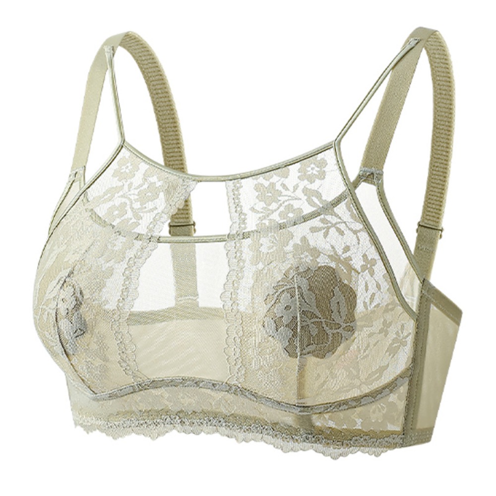Sheer Mesh Bra - Модный сетчатый цветочный беспроводной бюстгальтер с
